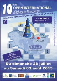 10ème Open international d'échecs de Plancoët. Du 28 juillet au 3 août 2013 à Plancoët. Cotes-dArmor. 